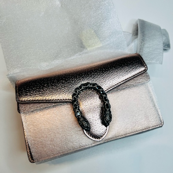 GUCCI NEW DIONYSUS SUPER MINI ROSE GOLD LEATHER BAG CLUTCH PURSE WAIST BAG BUM - Picture 8 of 16